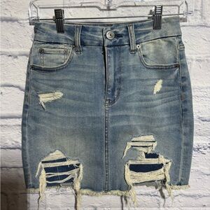 American Eagle Next Level Stretch Curvy Hi-Rise Denim Skirt, Size 00